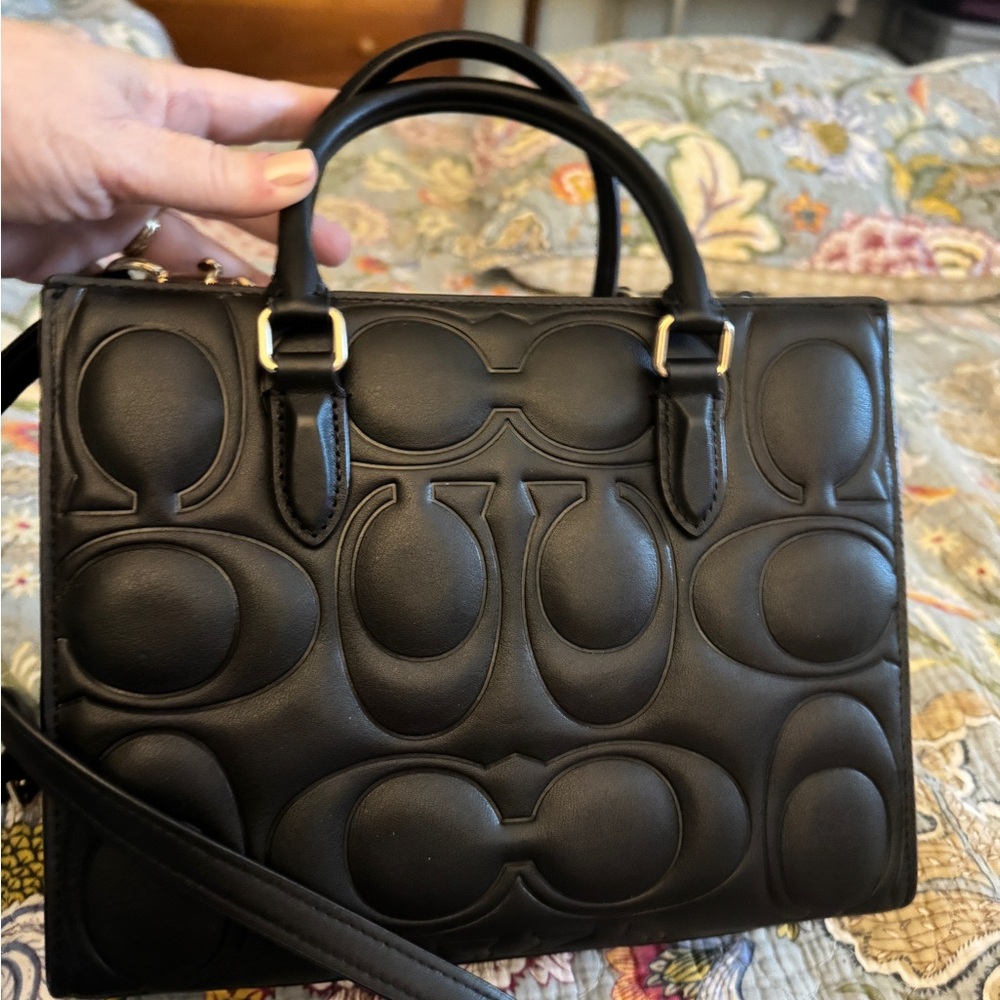 Coach Black Quilted Signature Mini Satchel with Gold Hardware - Picture 2 of 7